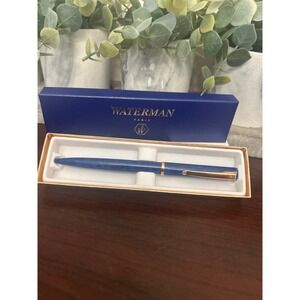 Waterman‎ Vintage Lacquer Blue Cap Action Ball Pen--gold trim NWT